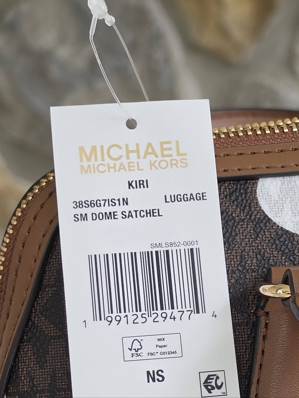 Michael Kors Kiri Polka Dot Small Dome Brown Satchel - Picture 7 of 8